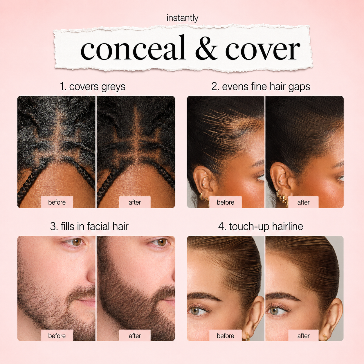 Conceal and cover hair areas